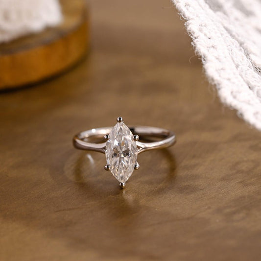 Marquise Cut Cluster Styled Lab Grown Diamond Engagement Ring