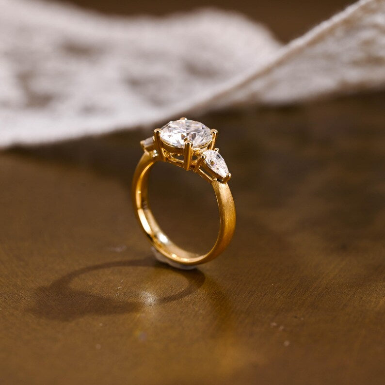 Marquise Cut Cluster Styled Lab Grown Diamond Engagement Ring