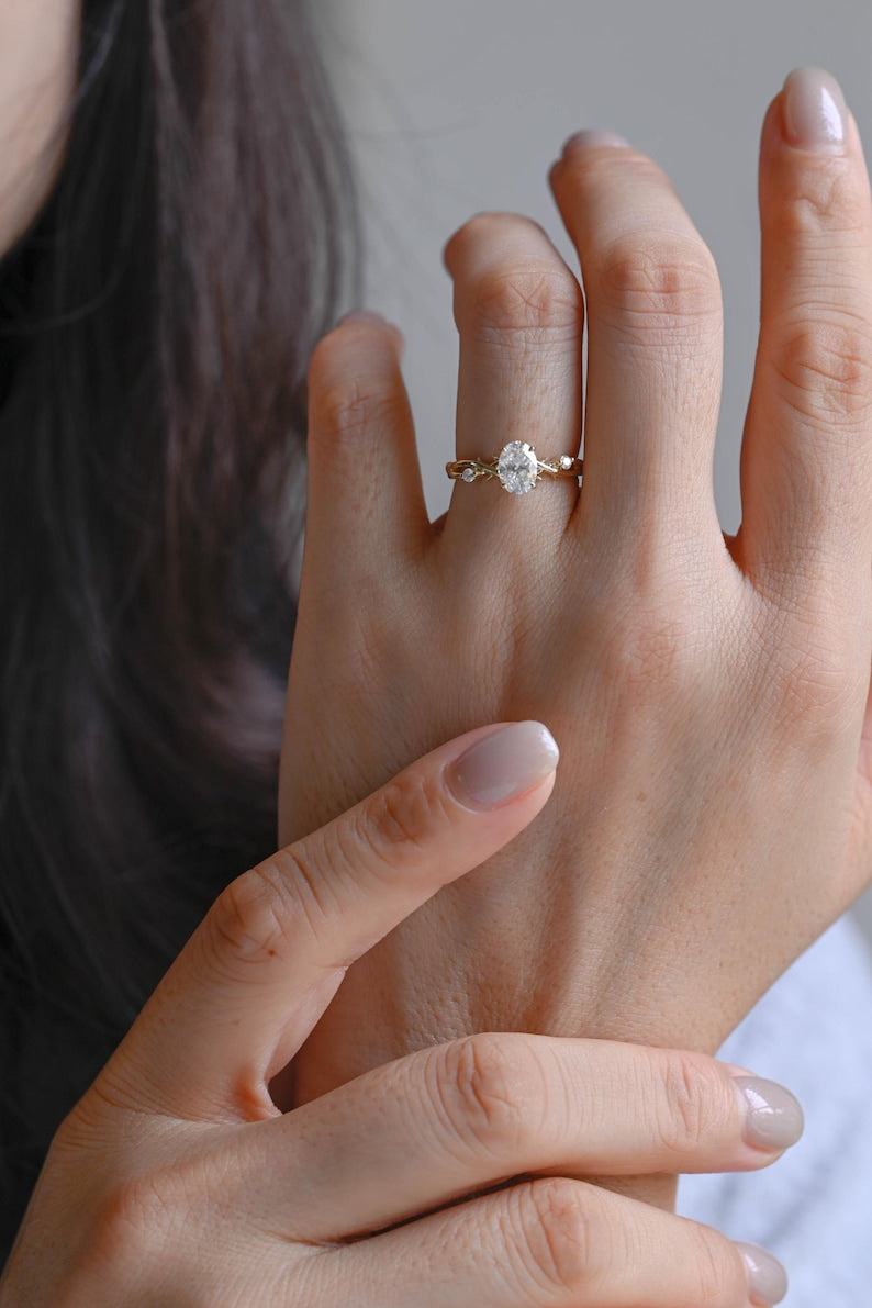 Marquise Cut Cluster Styled Lab Grown Diamond Engagement Ring