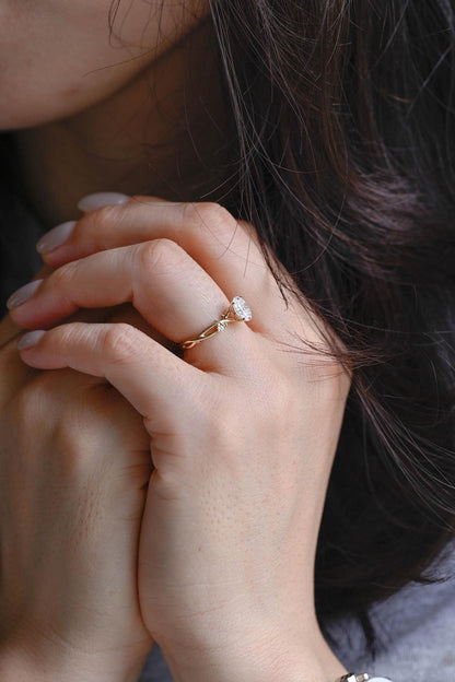 Marquise Cut Cluster Styled Lab Grown Diamond Engagement Ring