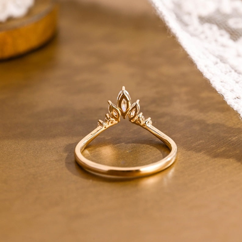 Marquise Cut Cluster Styled Lab Grown Wedding Band