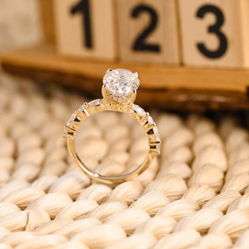 Marquise Cut Cluster Styled Lab Grown Diamond Engagement Ring