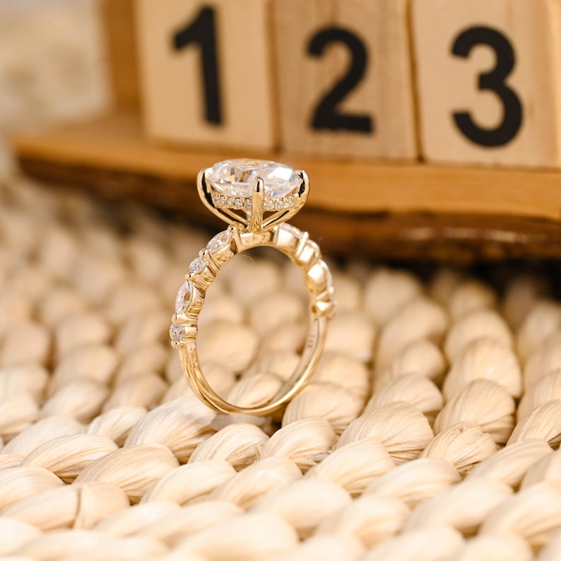 Marquise Cut Cluster Styled Lab Grown Diamond Engagement Ring