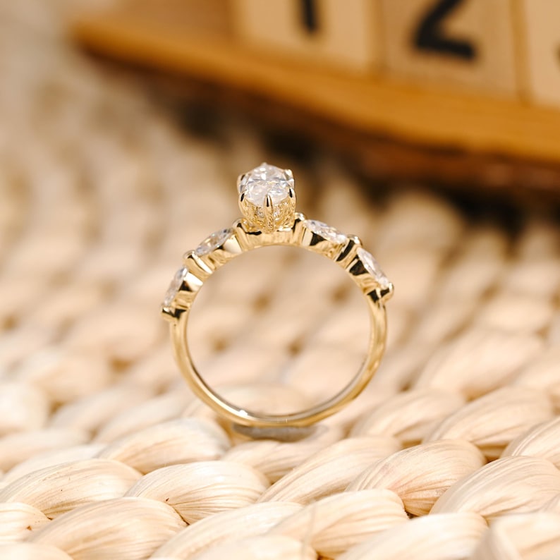 Marquise Cut Cluster Styled Lab Grown Diamond Engagement Ring