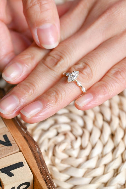 Marquise Cut Cluster Styled Lab Grown Diamond Engagement Ring