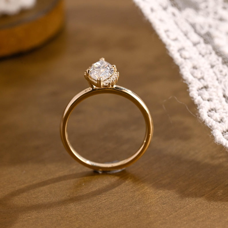 Marquise Cut Cluster Styled Lab Grown Diamond Engagement Ring
