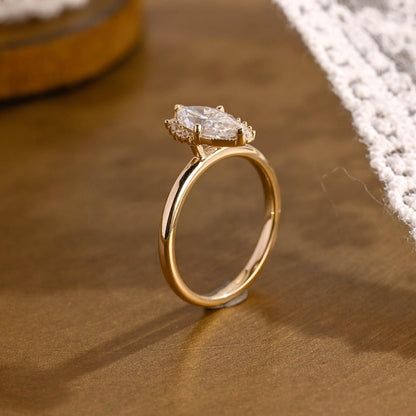 Marquise Cut Cluster Styled Lab Grown Diamond Engagement Ring