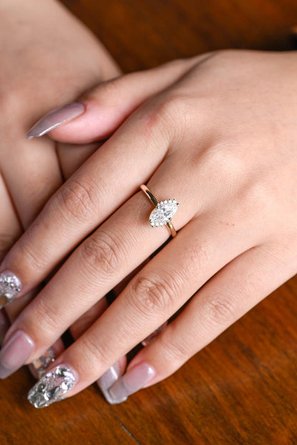 Marquise Cut Cluster Styled Lab Grown Diamond Engagement Ring