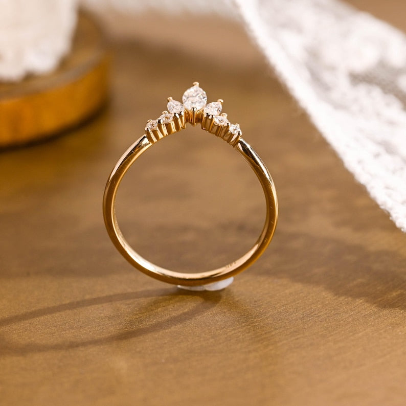 Marquise Cut Cluster Styled Lab Grown Wedding Band