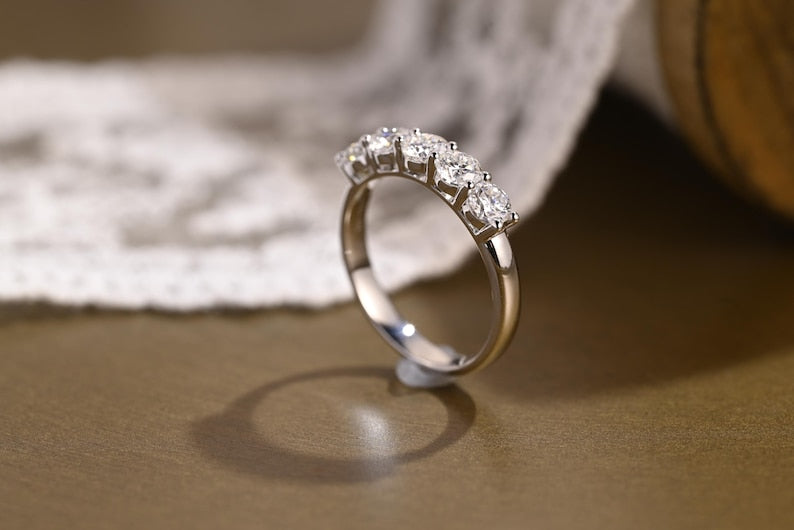 Marquise Cut Cluster Styled Lab Grown Wedding Band