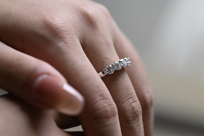 Marquise Cut Cluster Styled Lab Grown Wedding Band