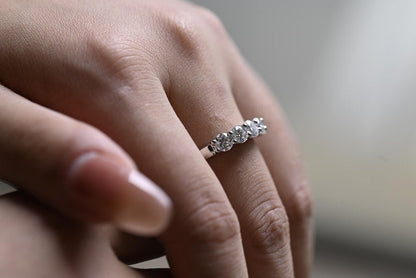 Marquise Cut Cluster Styled Lab Grown Wedding Band
