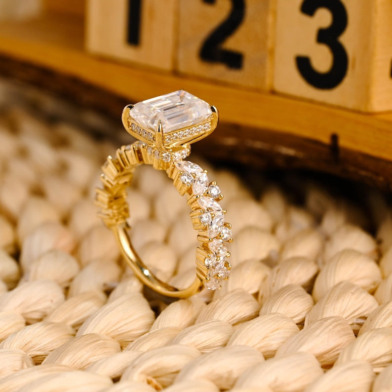 Marquise Cut Cluster Styled Lab Grown Diamond Engagement Ring