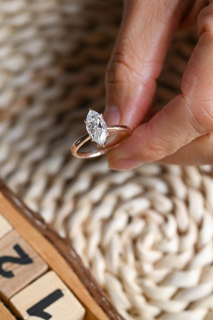 Marquise Cut Cluster Styled Lab Grown Diamond Engagement Ring