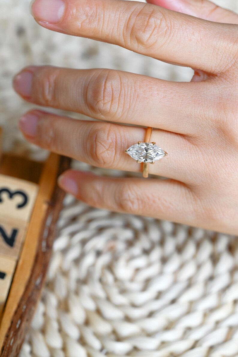Marquise Cut Cluster Styled Lab Grown Diamond Engagement Ring