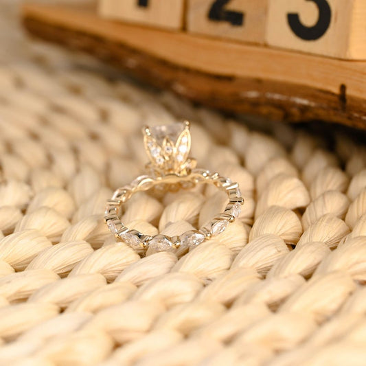 Marquise Cut Cluster Styled Lab Grown Diamond Engagement Ring
