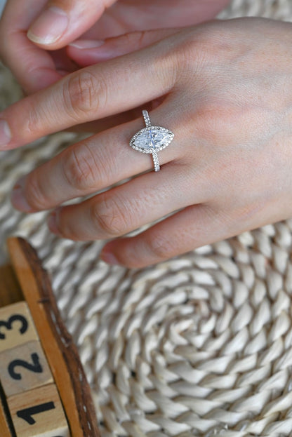 Marquise Cut Cluster Styled Lab Grown Diamond Engagement Ring