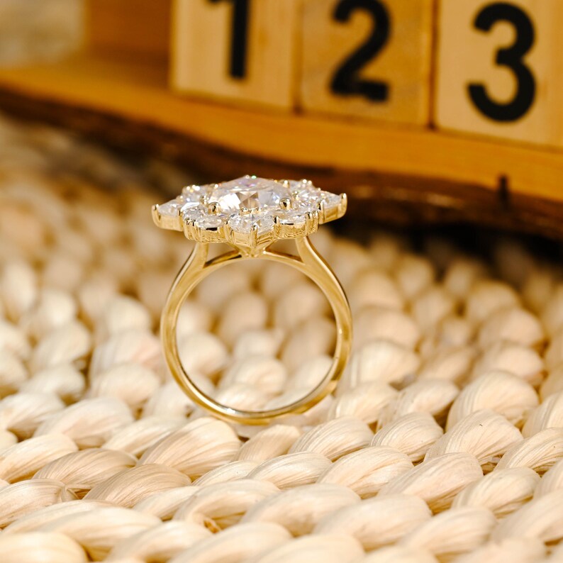 Marquise Cut Cluster Styled Lab Grown Diamond Engagement Ring