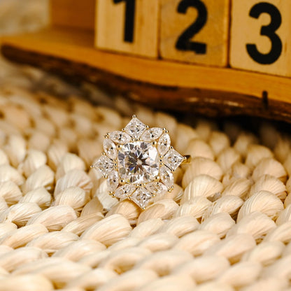 Marquise Cut Cluster Styled Lab Grown Diamond Engagement Ring