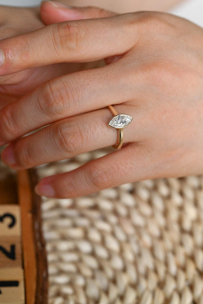 Marquise Cut Cluster Styled Lab Grown Diamond Engagement Ring