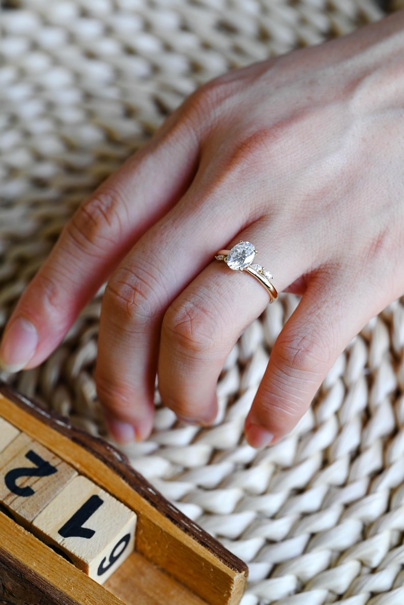 Marquise Cut Cluster Styled Lab Grown Diamond Engagement Ring