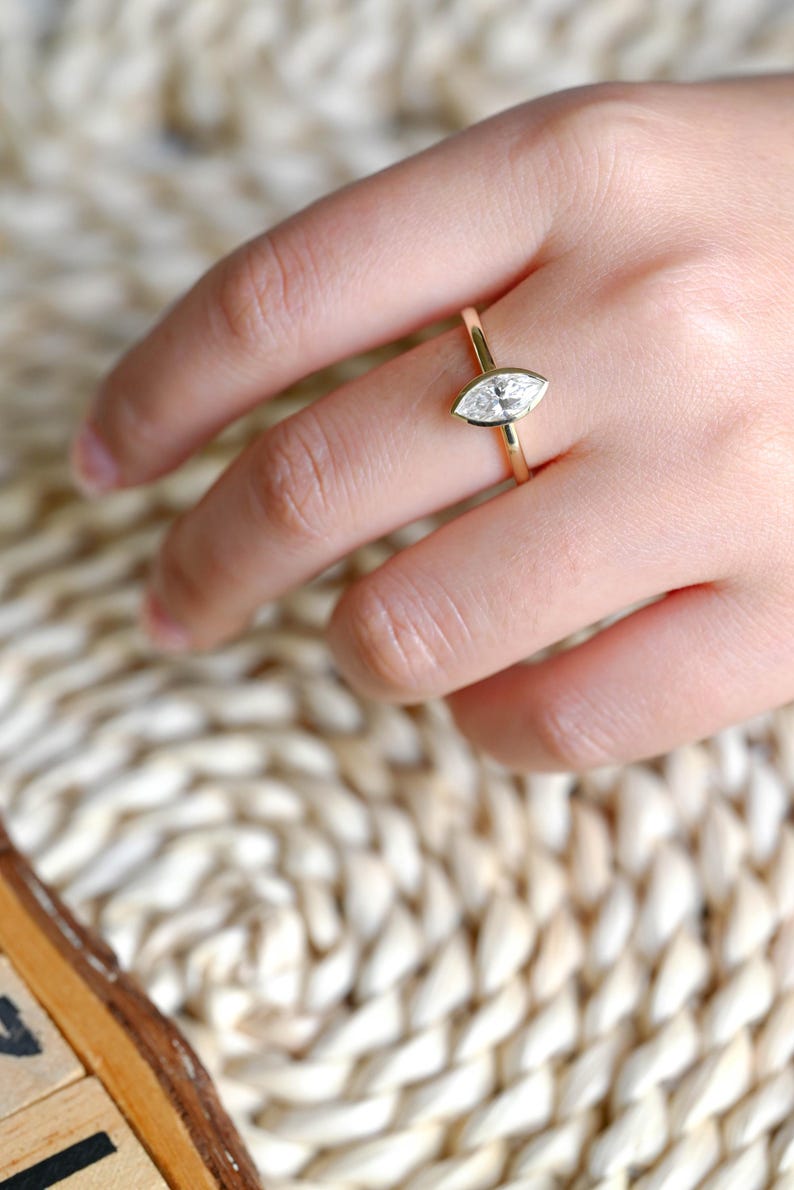 Marquise Cut Cluster Styled Lab Grown Diamond Engagement Ring