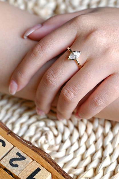 Marquise Cut Cluster Styled Lab Grown Diamond Engagement Ring