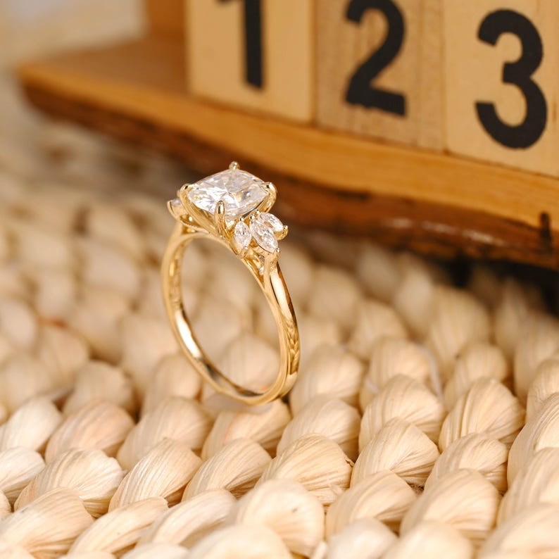 Marquise Cut Cluster Styled Lab Grown Diamond Engagement Ring