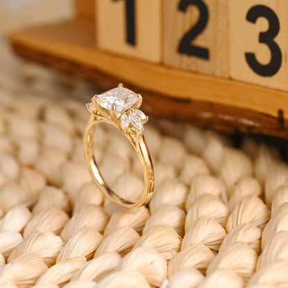 Marquise Cut Cluster Styled Lab Grown Diamond Engagement Ring