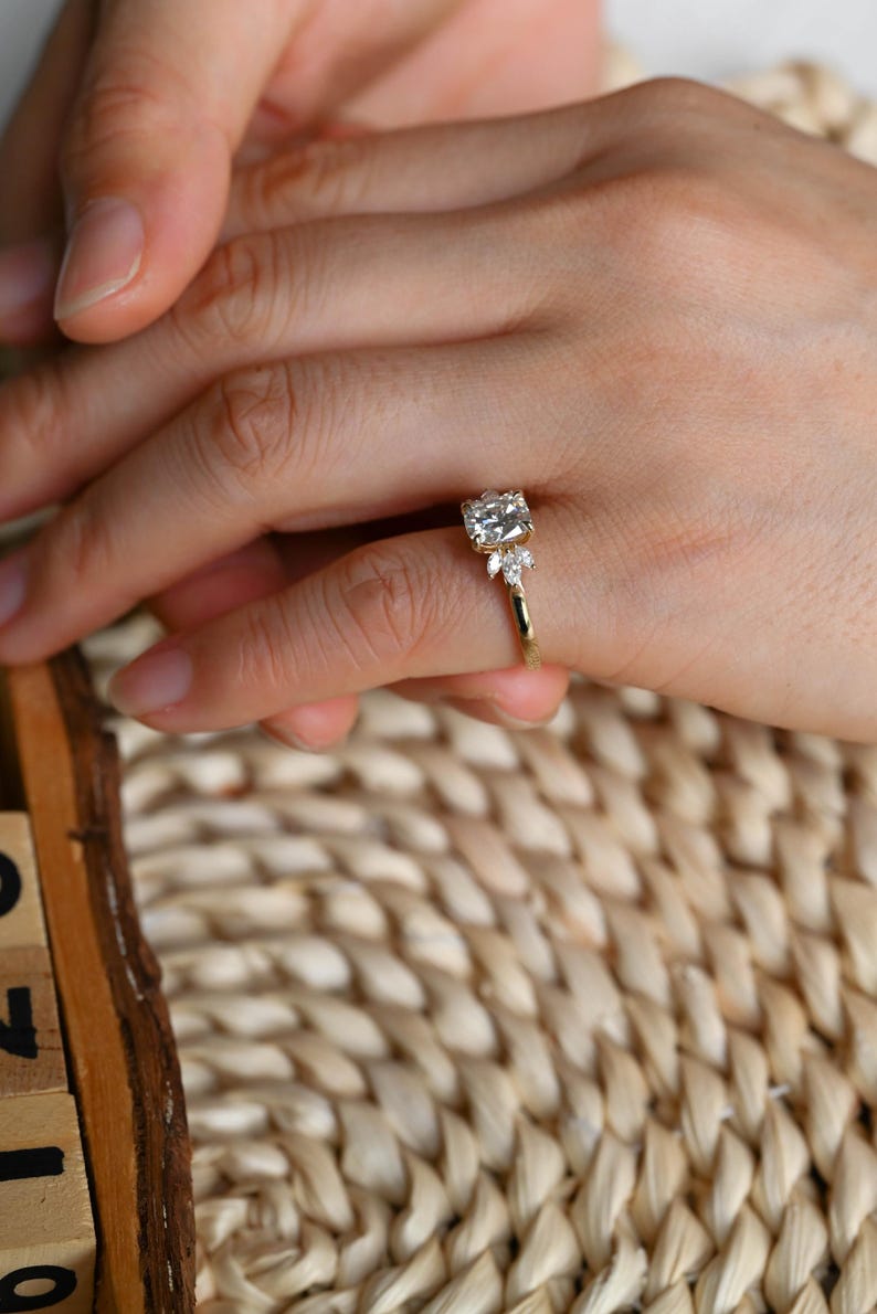 Marquise Cut Cluster Styled Lab Grown Diamond Engagement Ring