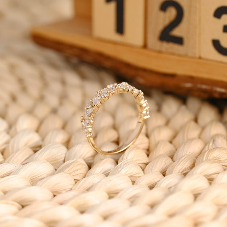 Marquise Cut Cluster Styled Lab Grown Wedding Band