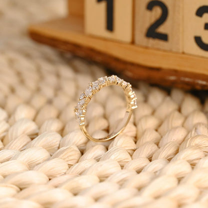 Marquise Cut Cluster Styled Lab Grown Wedding Band