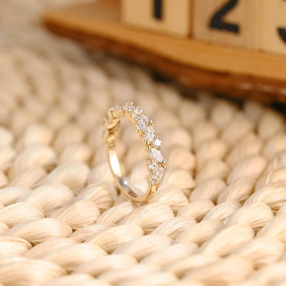 Marquise Cut Cluster Styled Lab Grown Wedding Band
