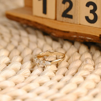 Marquise Cut Cluster Styled Lab Grown Wedding Band