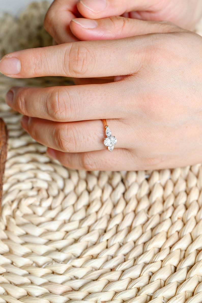 Marquise Cut Cluster Styled Lab Grown Diamond Engagement Ring