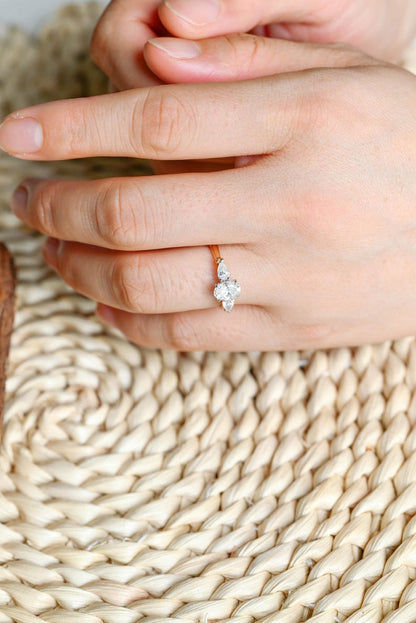 Marquise Cut Cluster Styled Lab Grown Diamond Engagement Ring