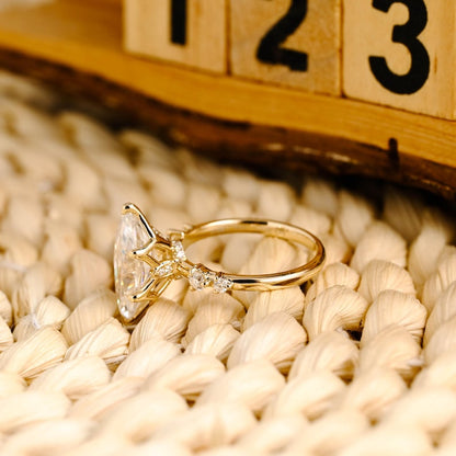 Marquise Cut Cluster Styled Lab Grown Diamond Engagement Ring