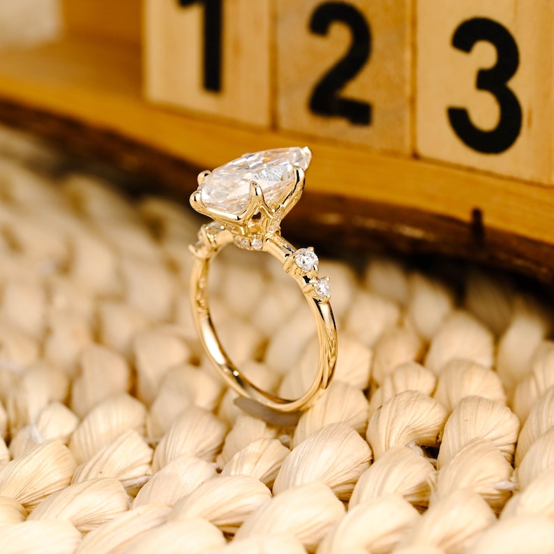 Marquise Cut Cluster Styled Lab Grown Diamond Engagement Ring