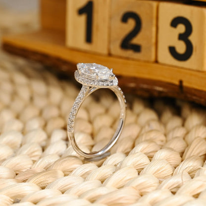 Marquise Cut Cluster Styled Lab Grown Diamond Engagement Ring