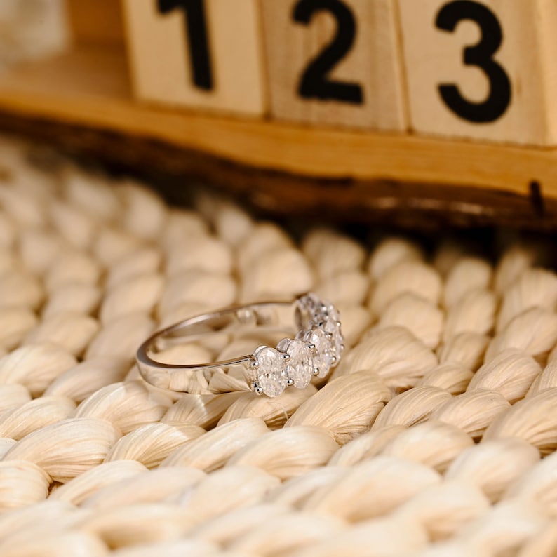 Marquise Cut Cluster Styled Lab Grown Wedding Band