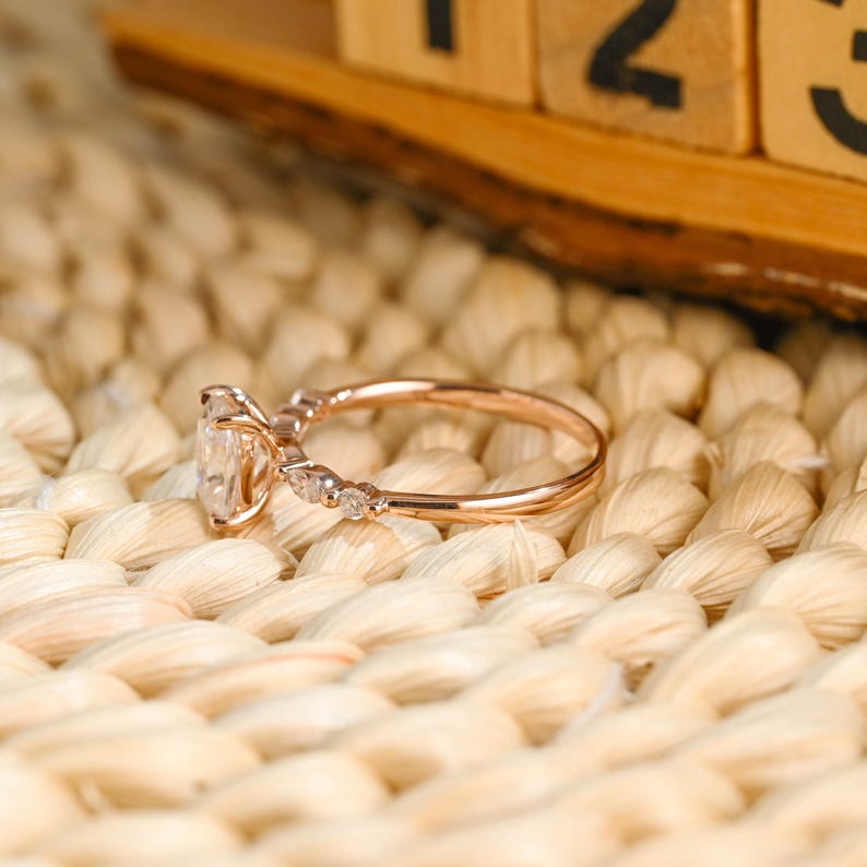 Marquise Cut Cluster Styled Lab Grown Diamond Engagement Ring