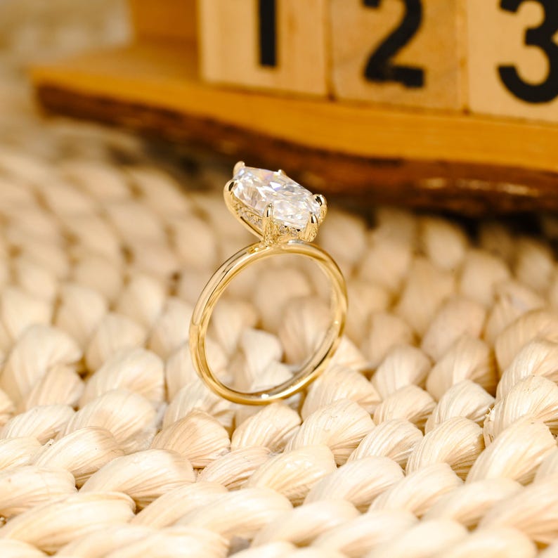 Marquise Cut Cluster Styled Lab Grown Diamond Engagement Ring
