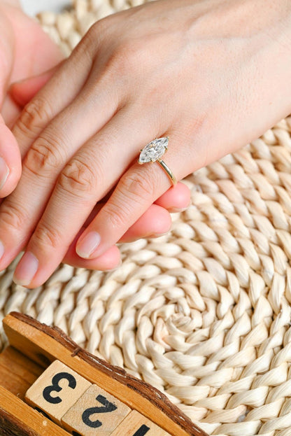 Marquise Cut Cluster Styled Lab Grown Diamond Engagement Ring