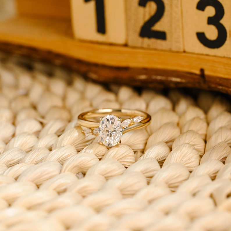 Marquise Cut Cluster Styled Lab Grown Diamond Engagement Ring