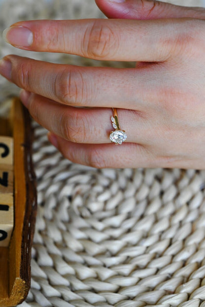 Marquise Cut Cluster Styled Lab Grown Diamond Engagement Ring