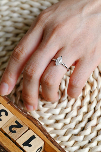 Marquise Cut Cluster Styled Lab Grown Diamond Engagement Ring
