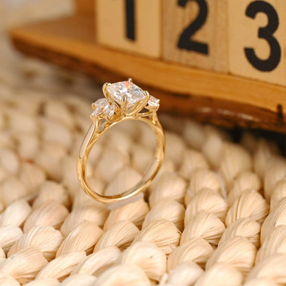 Marquise Cut Cluster Styled Lab Grown Diamond Engagement Ring