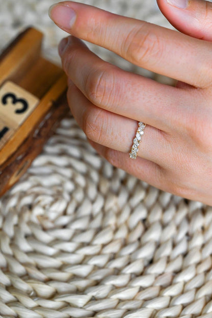 Marquise Cut Cluster Styled Lab Grown Wedding Band