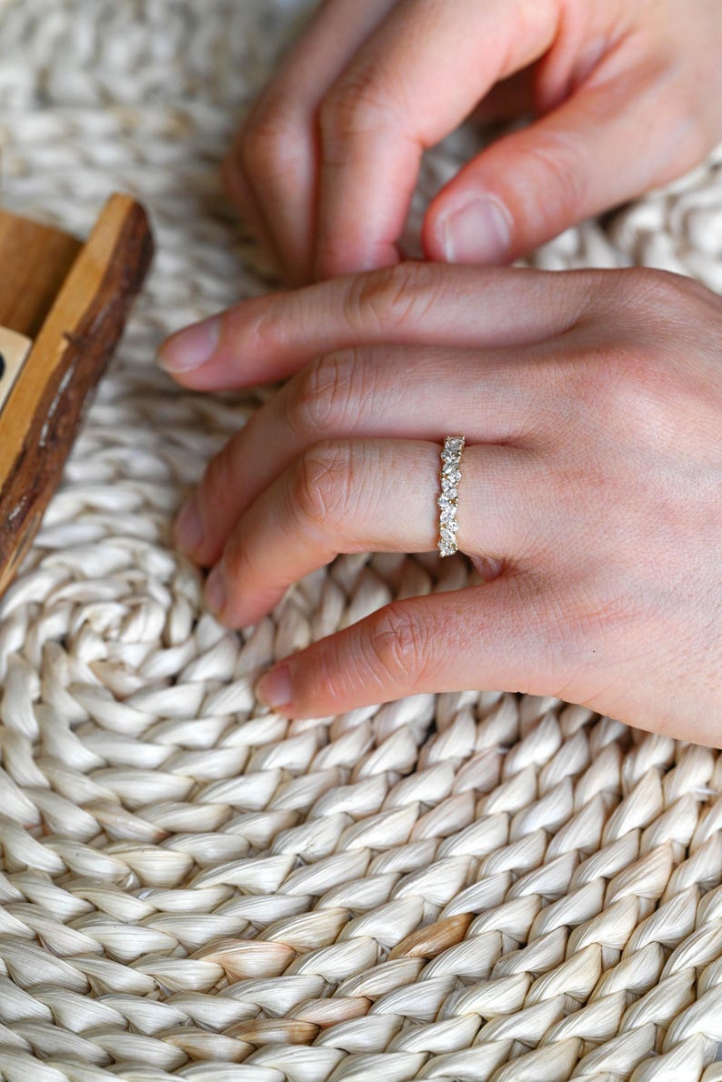Marquise Cut Cluster Styled Lab Grown Wedding Band