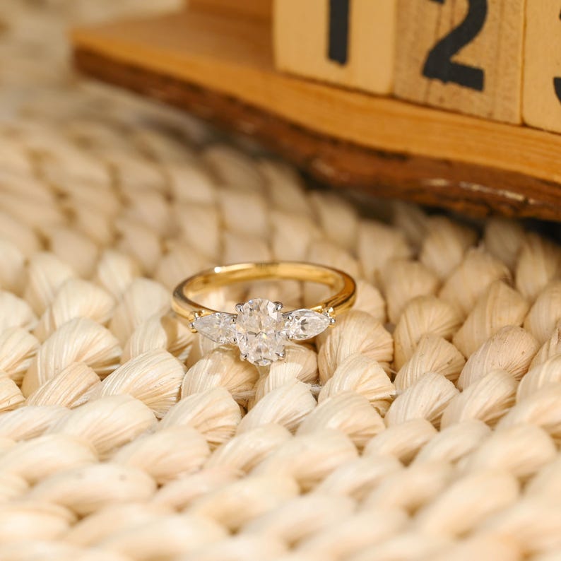 Marquise Cut Cluster Styled Lab Grown Diamond Engagement Ring